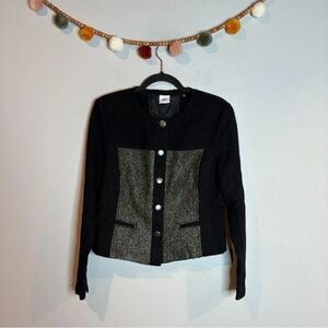 CAbi Black and Gray Button-Up Blazer